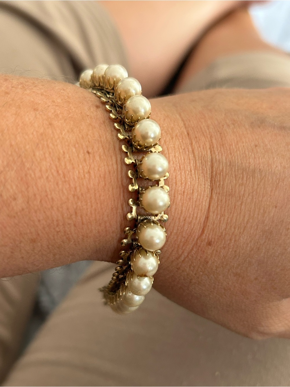 VTG Gold Pearl Victorian Bracelet - Women Jewelry